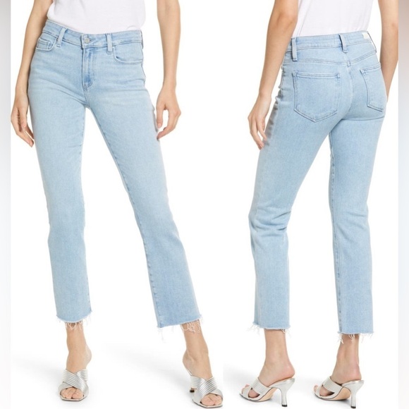 Paige High Rise Straight Leg Denim Jeans Light Wash Blue Size 26 NWT